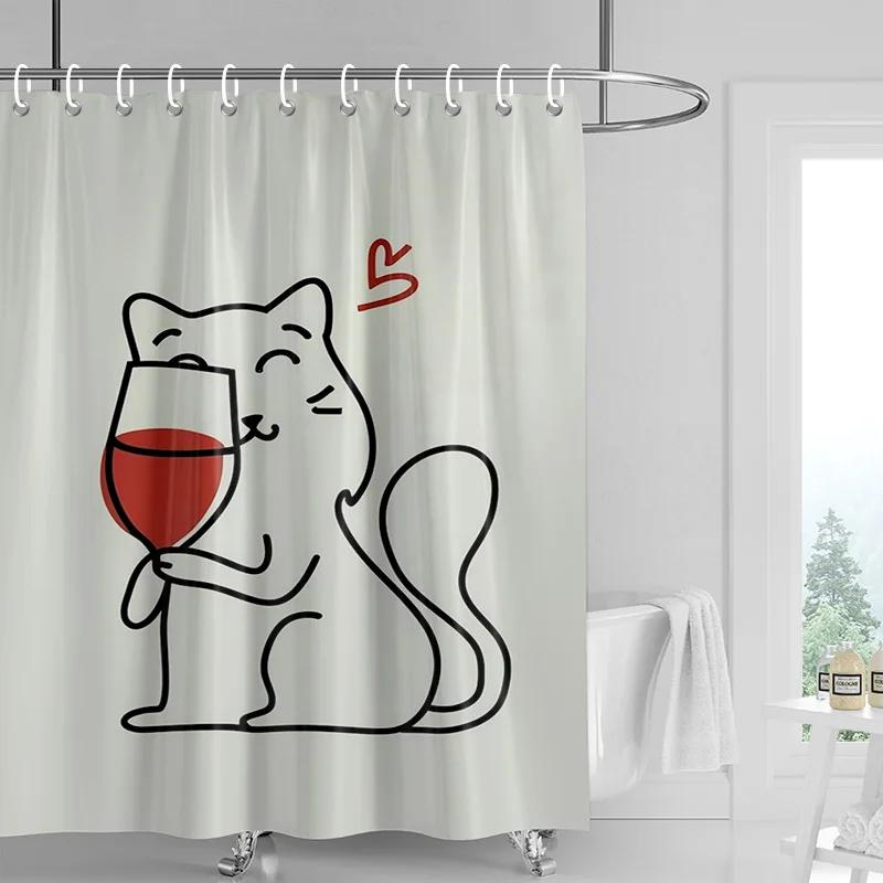 

Cat Forest Shower Curtain 70X72 Inch Waterproof Fabric Mildew Resistant Bathroom Curtain Ins Wind Cute Bathroom Curtains W60H190(CM)-1 Pcs