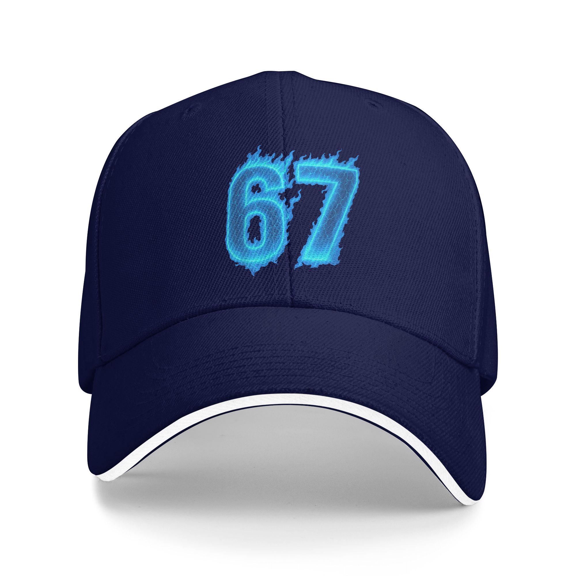 

67 Six Seven Blue Flame Colorful Cool Funny 6 7 Meme Casual Baseball Cap Trucker Hat Summer Sunscreen Men Design Baseball Caps As Picture