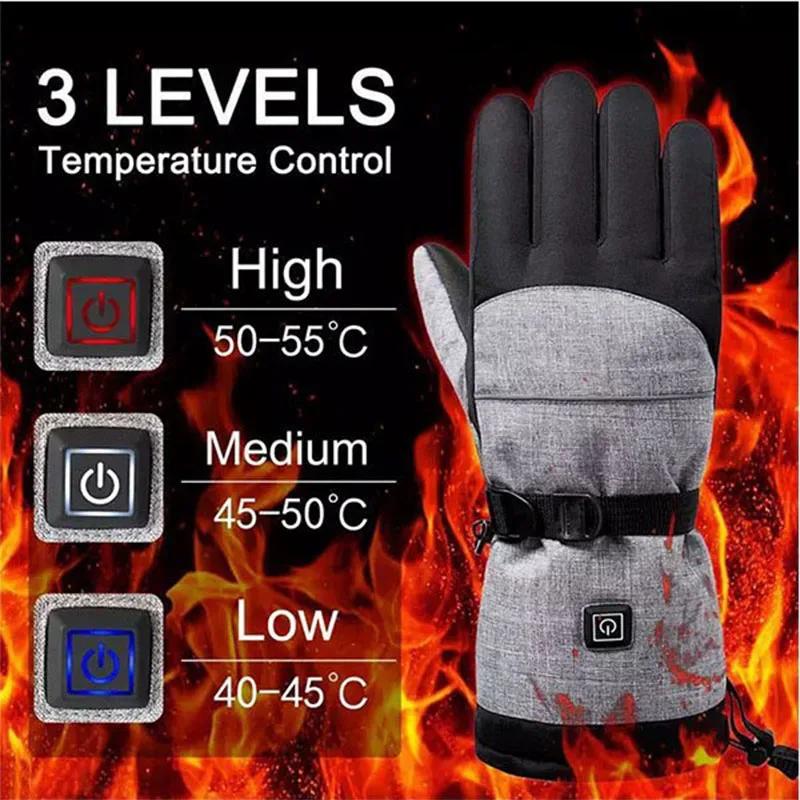 1Pair Heated Gloves Electric Thermal Warmer Gloves Cycling Motorcycle Bicycle Ski Outdoor Activities Equipment Cotton Waterproof