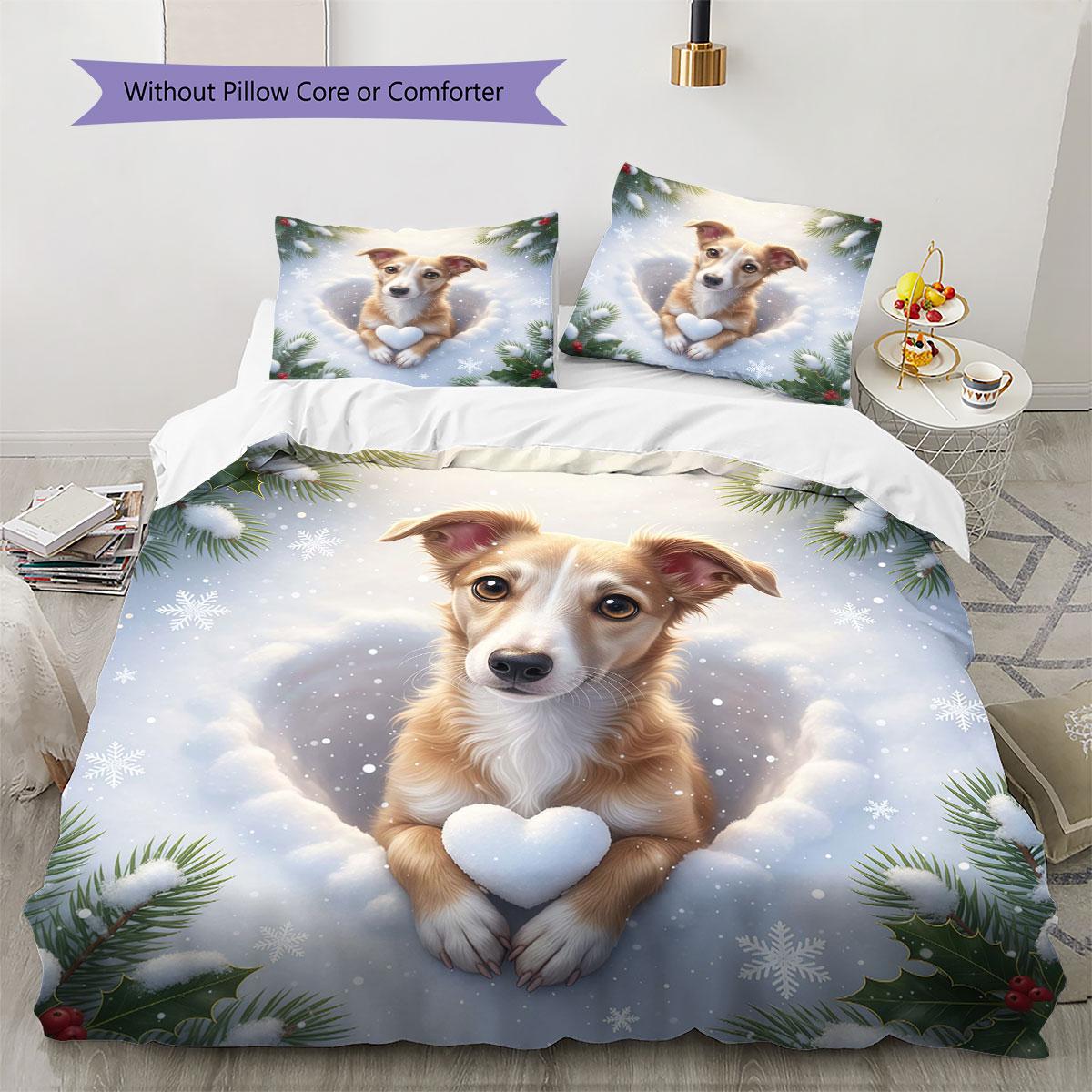 

Cute animalsinthesnow Pattern Bedding Quilt Set Quilt Cover Pillowcase Home Decoration Birthday Gift (1 * duvet cover + 2 * pillowcase, without core) 135x200cm
