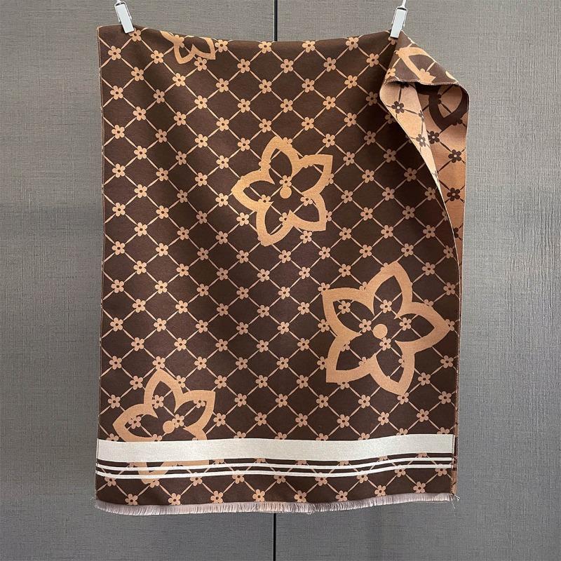 

Осень и зима новый клетчатый шарф с цветами женский изысканный контрастный жаккардовый шарф модный универсальный теплый шарф с бахромой 185*65cm