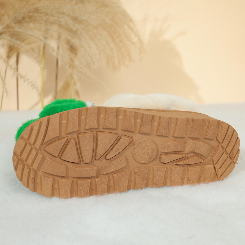 Fashion Cartoon Santa Claus Fluffy Fur Cute Snow Boots Women 2025 Winter Thick Bottom Furry Ankle Boots Girl's Christmas Plush Shoes