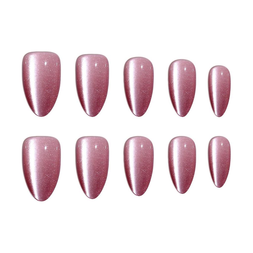 Solid Color Cat Eye Oval Medium-Long Luxury Wearable Nails