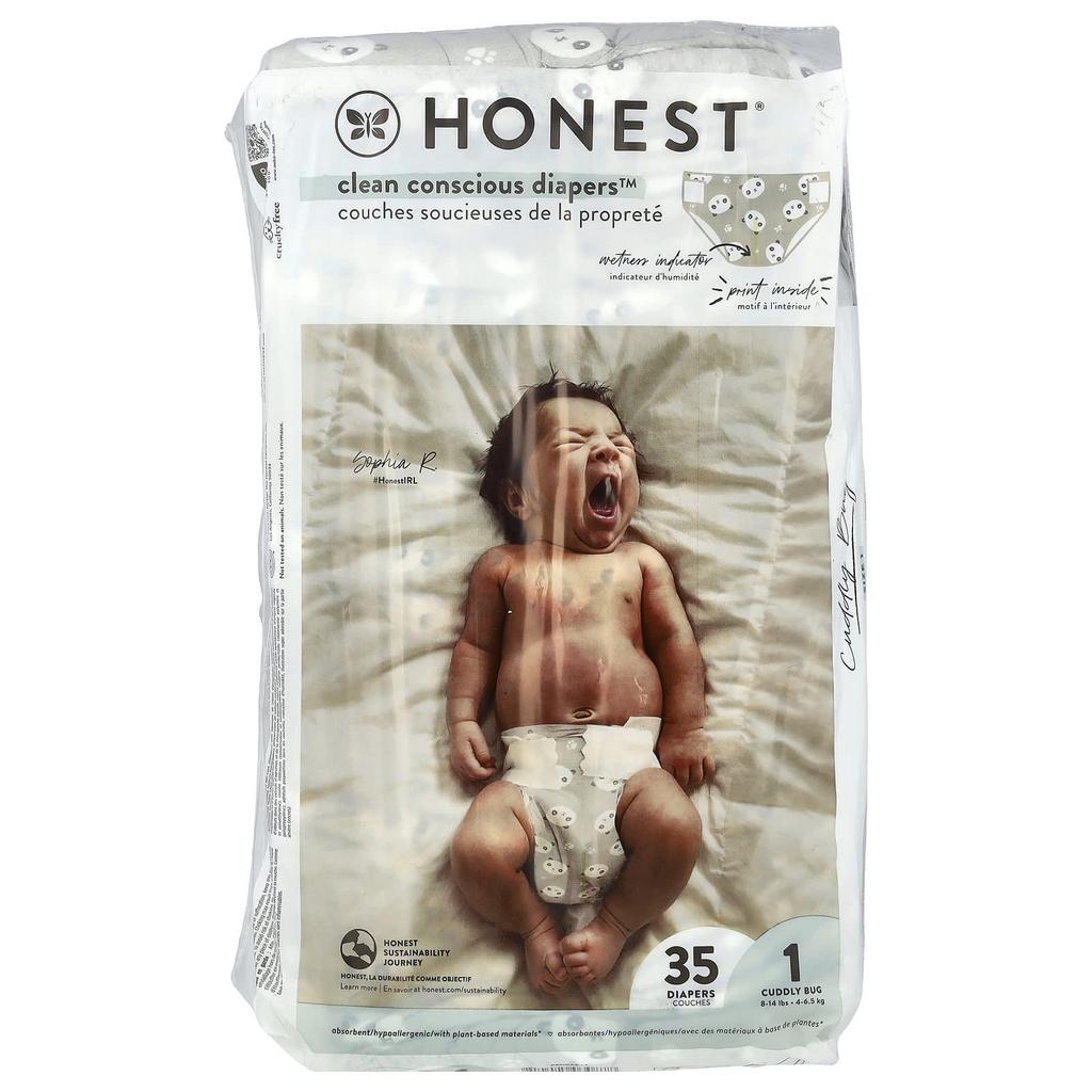 Clean Conscious Diapers™, Size 1, 8-14Lbs, Panda, 35 Diapers