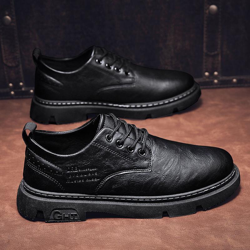 Leather Shoes Men's Korean Version Trend Versatile Business Dress British Small Leather Shoes Autumn New Youth Black