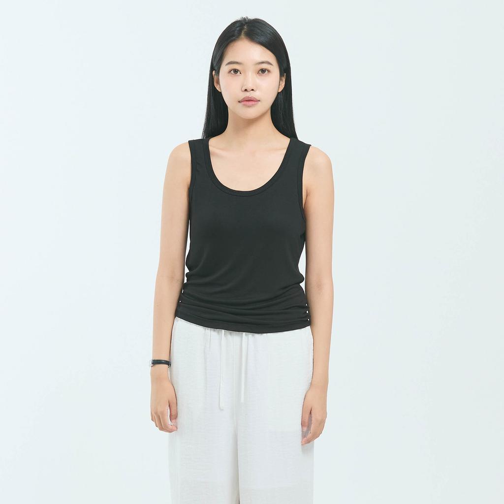 LEESLE Koreanischer Traditioneller Moderner Stil Modal Camisole mit integriertem BH — Tägliches Komfort-Essential | Weiß / Schwarz / Beige