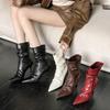 2025 Autumn New Women's Boots Fashion Temperament European and American Style Pleated Boots Women's Pointed Boots Children's Thin Heel High Heel Shor