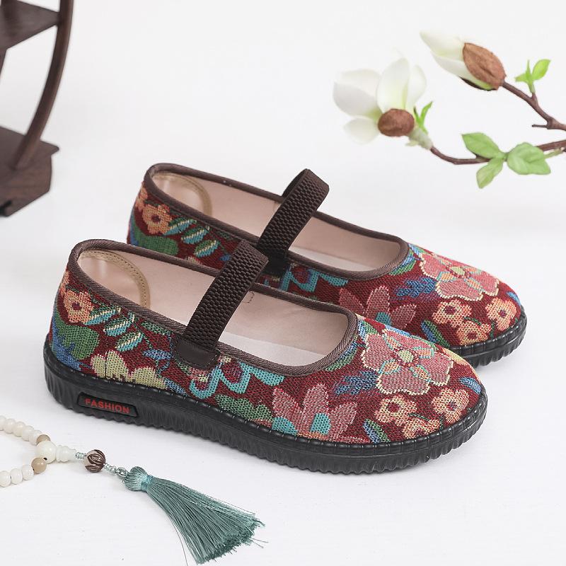 

Spring new cloth shoes women s single shoes non-slip soft sole breathable comfortable middle-aged and elderly shoes 35