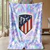 Custom Text Flannel Throw Blanket, Lightweight Cozy Bed Sofa BlanketAtletico Madrid