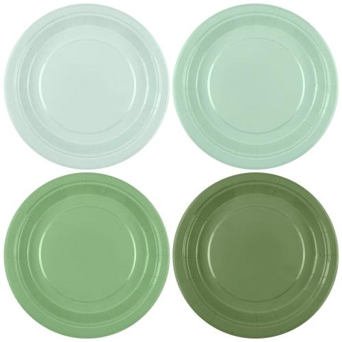 Breroa Gradient Green Paper Plates, 72-Pack, 7-Inch Disposable Round Dinner Plates, Heavy-Duty, for Weddings, Birthday Parties, and Table Decorations