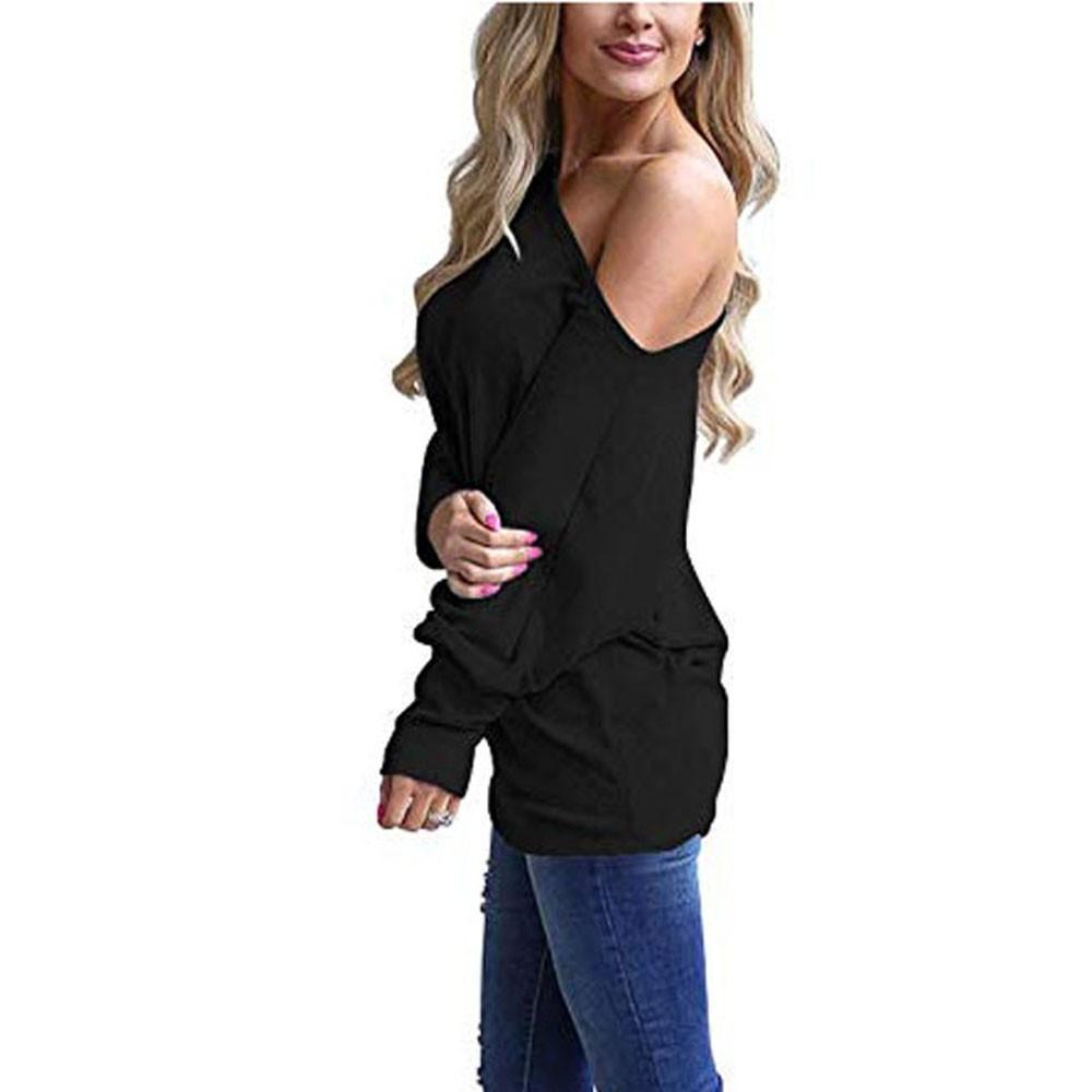 Women's Off Shoulder Long Sleeve Oversized Pullover Sweater Knit Jumper Loose Tunic Tops