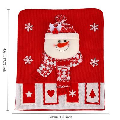 New Christmas Chair Cover with Knitted Christmas Dolls and Cartoon Fabric 3D Dining Table Chair Decoration