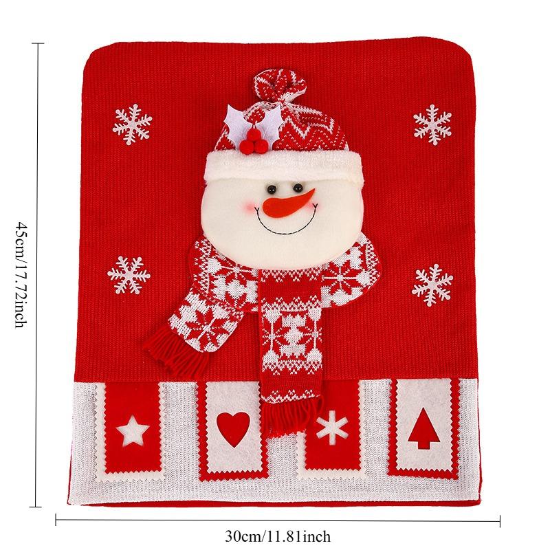 New Christmas Chair Cover with Knitted Christmas Dolls and Cartoon Fabric 3D Dining Table Chair Decoration