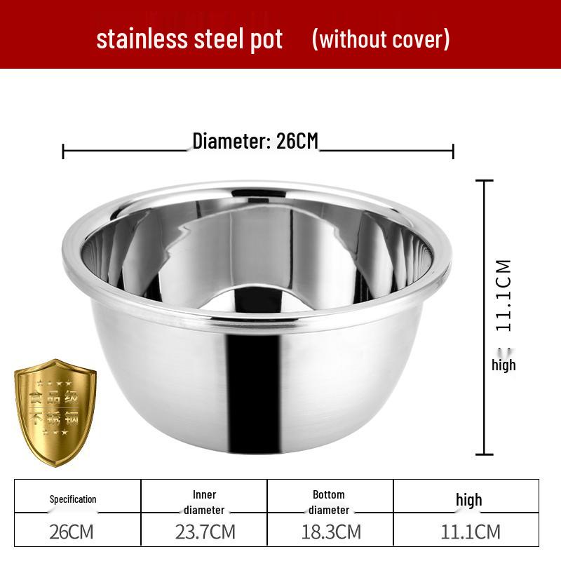304 Stainless Steel Multi-Use Basin with Lid - Ideal for Washing Vegetables, Kneading Dough, Mixing, and Cooking