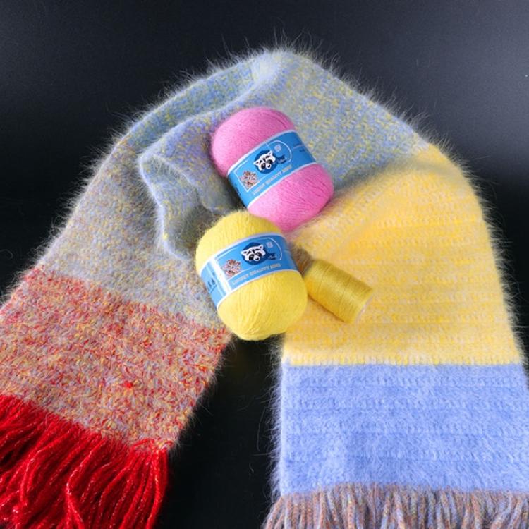 2 Pcs/Pack Long Plush Mink Wool Yarn for Needle Knitting Hand Crochet ,50g+20g