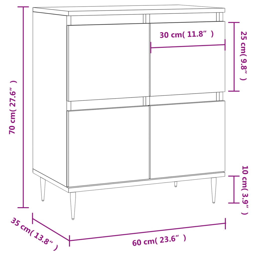 Sideboard Gray Sonoma 60x35x70 Cm Particleboard
