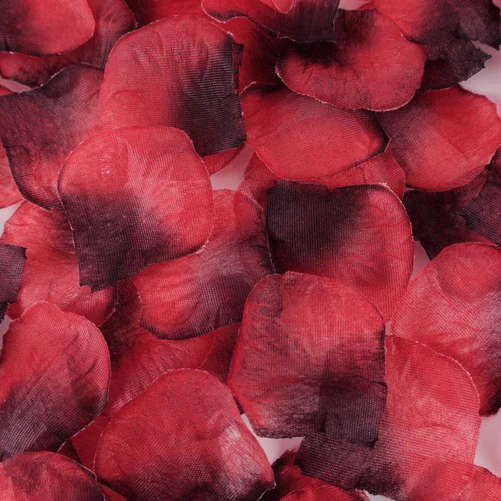 Colorful Artificial Fake Rose Petals Red Black Simulation Silk Flowers Petal Wedding Valentines Day Romantic Party Decoration