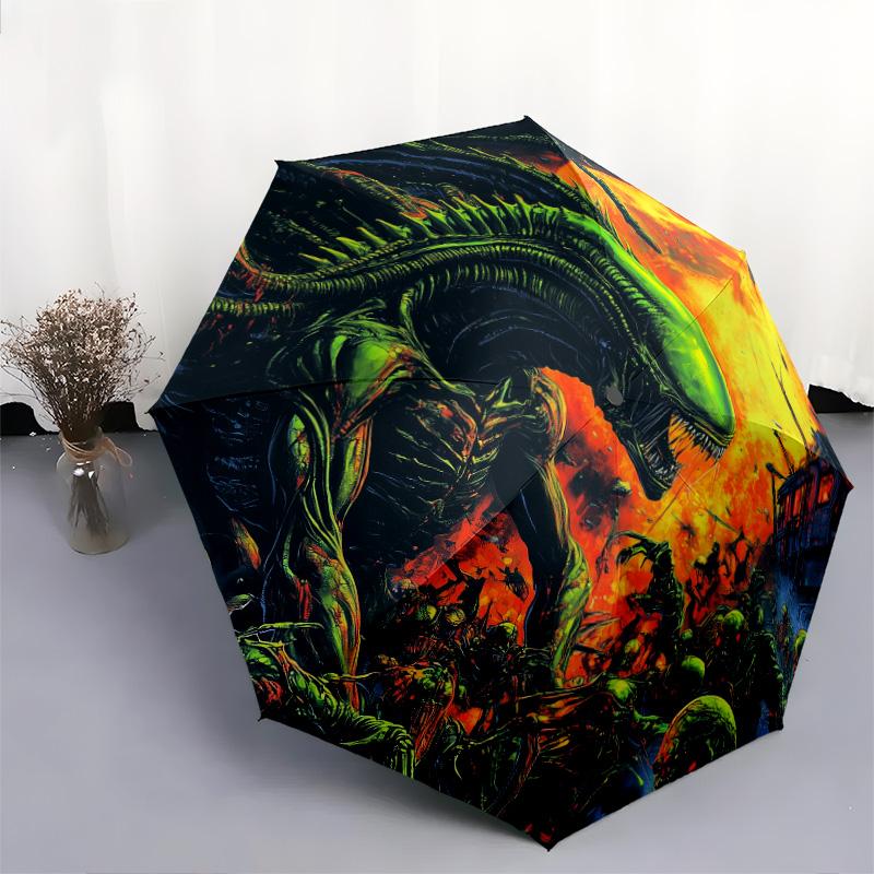 Vzor monster, automatický skládací deštník, přenosný a skládací design, 8 drátů, vánoční nebo narozeninový dárek.