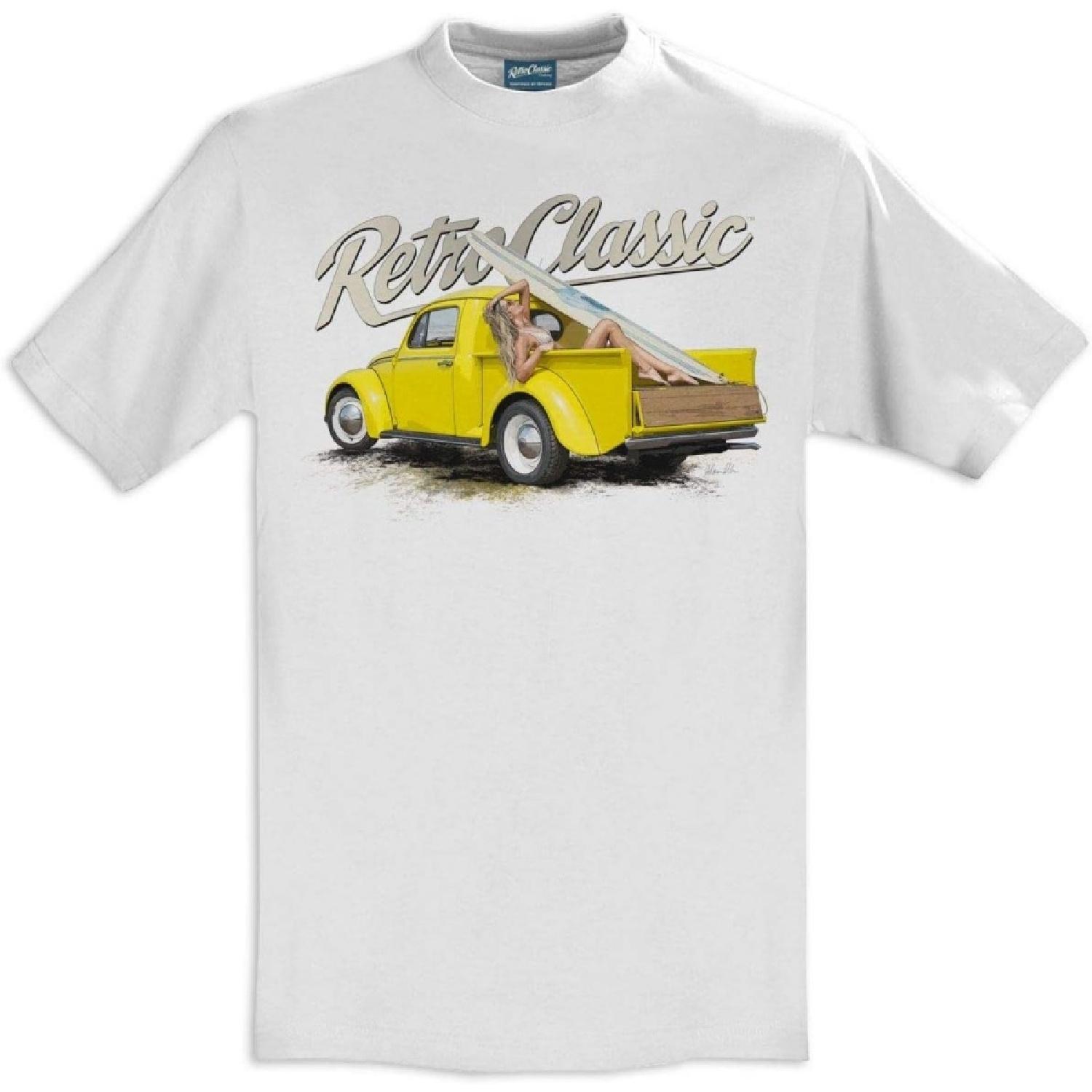 RetroClassic Bryn Jones Yellow Bug Surf Truck & Victoria Summers Mens T-Shirt S