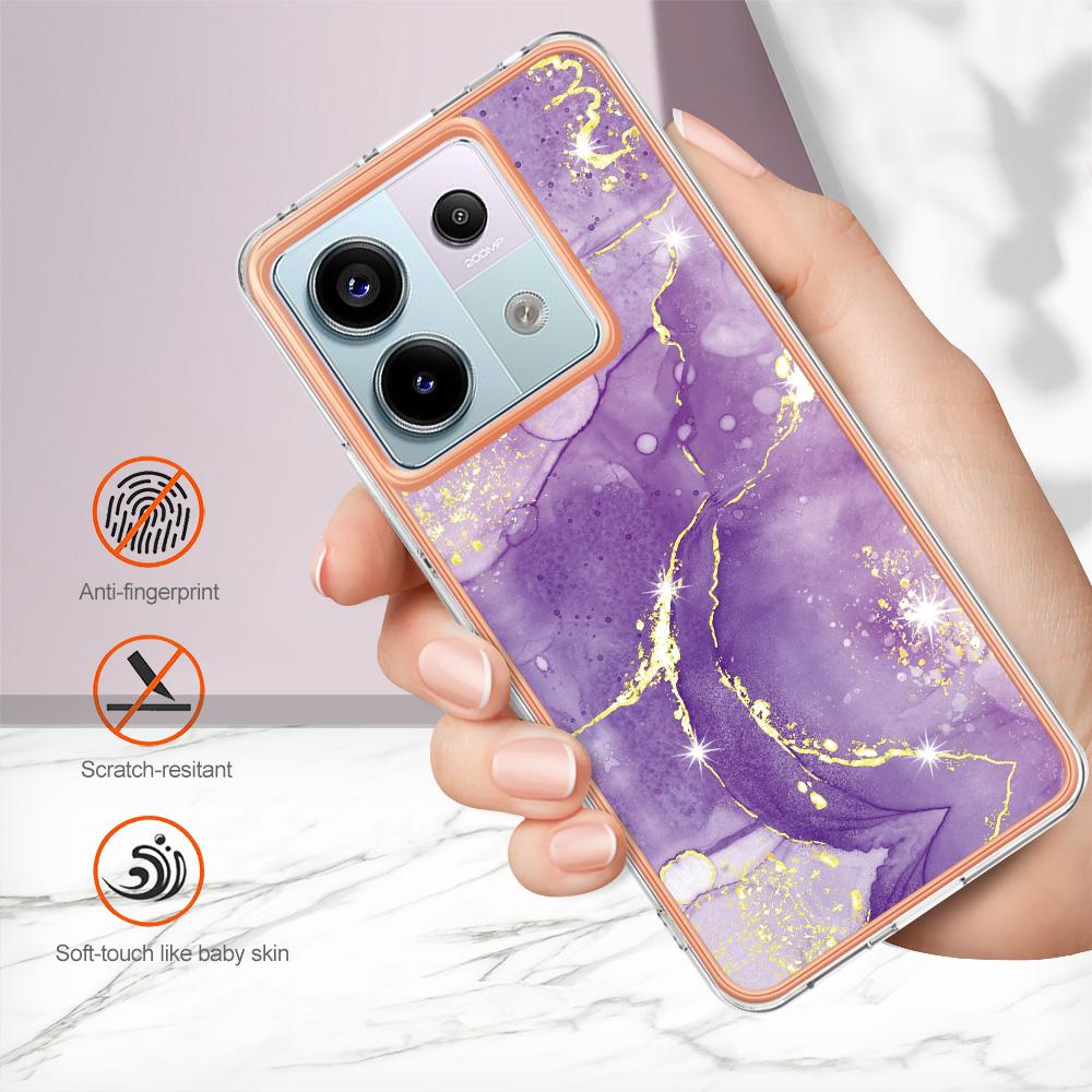 For Xiaomi Redmi Note 13 Pro 5G/Poco X6 5G TPU Case with IMD Marble Pattern Electroplated Back Cover
