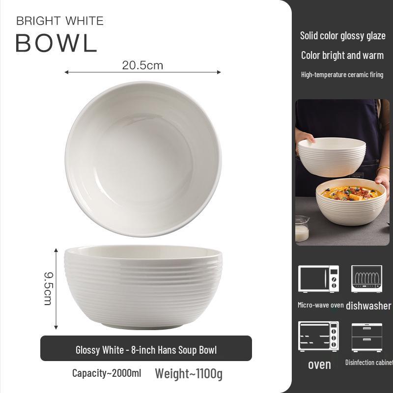 Large Japanese-Style Ceramic Soup Bowl - High-End, 2025 New Style, Ideal for Soup & Noodles