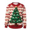 3D Snowman Christmas Tree Sweater Pattern Round Neck Hoodie
