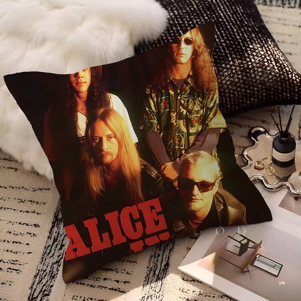 A-Alice in Chains Band Cushion Cover Car Throw Pillow Case For Sofa Car Christmas Gift 40x40cm 45x45cm