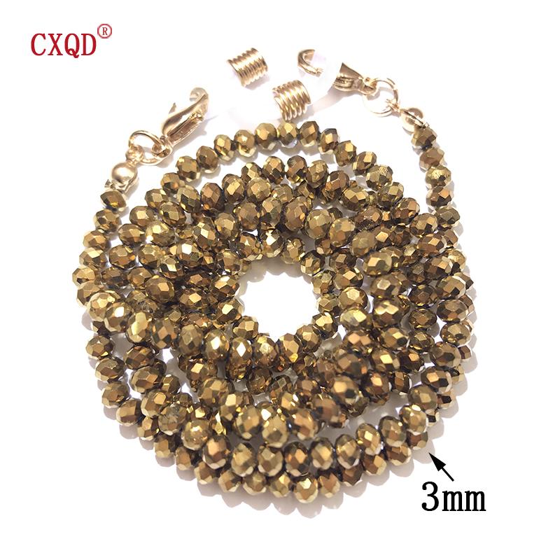 Handgefertigte Mode 3mm Galvanisierte Lesebrillen Kette Perlen Lanyard Damen Sonnenbrillen Schnüre Brillen Masken Halter Geschenk