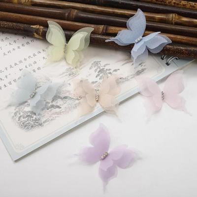 10 Pcs Gradient Color Organza Fabric Butterfly Appliques 3D 5CM Chiffon Butterfly Dreamy Translucent DIY Sewing Craft Decoration