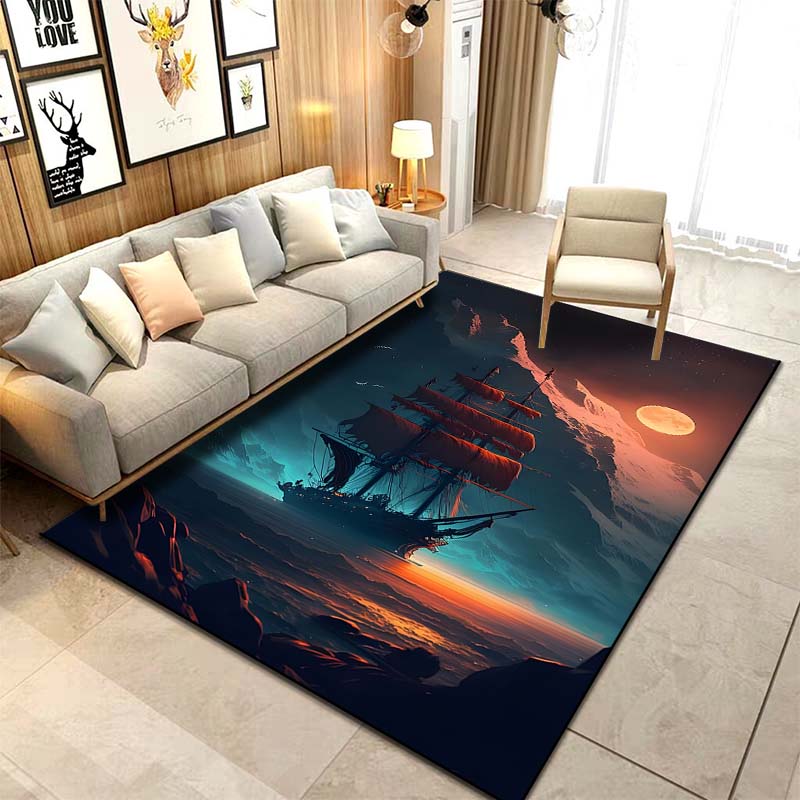 Sizes ghost Ship Pirate Ship Pattern Rug Carpets Bedroom Living Room Bathroom Mat Creative Door Mat Cloakroom Decor Area Rug