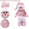 Adjustable Height Standing Pink Reindeer Santa Snowman Figurines Tabletop Home Decor for Christmas Thanksgiving New Year Decor