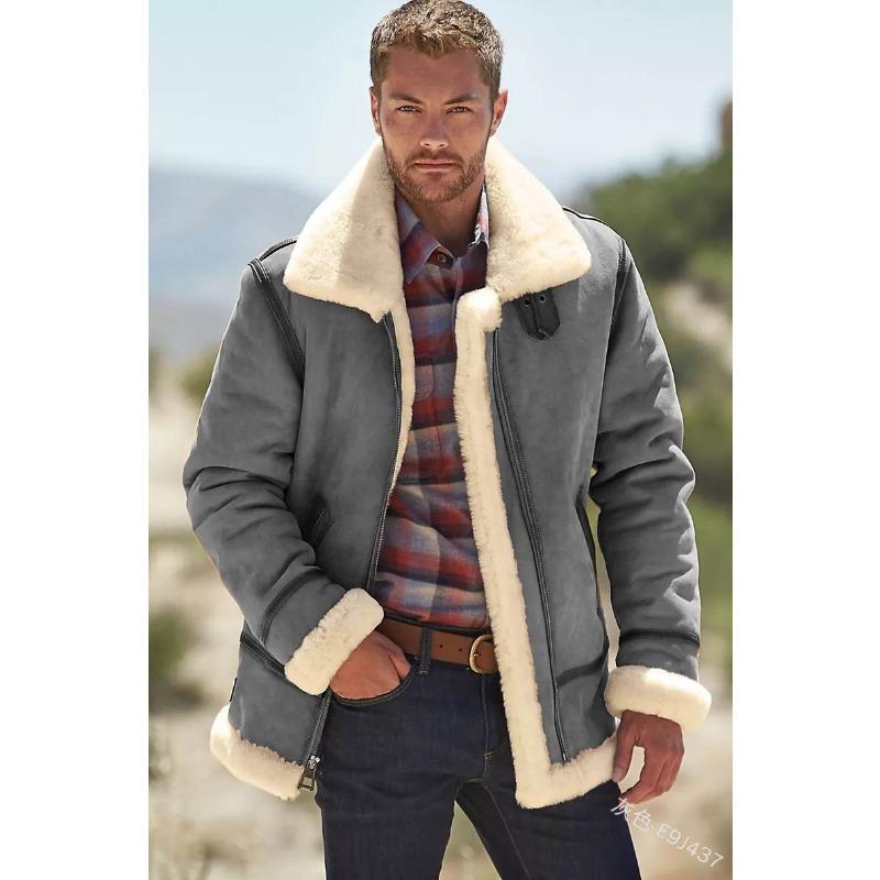 

Куртка мужская приталенная куртка с застежкой-молнией и лацканами Зимнее теплое пальто с длинными рукавами XXXXL