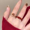 2024 New Style Wine Red Rose Zircon Whitening Index Finger Ring – Elegant, Adjustable, Stackable for Girls