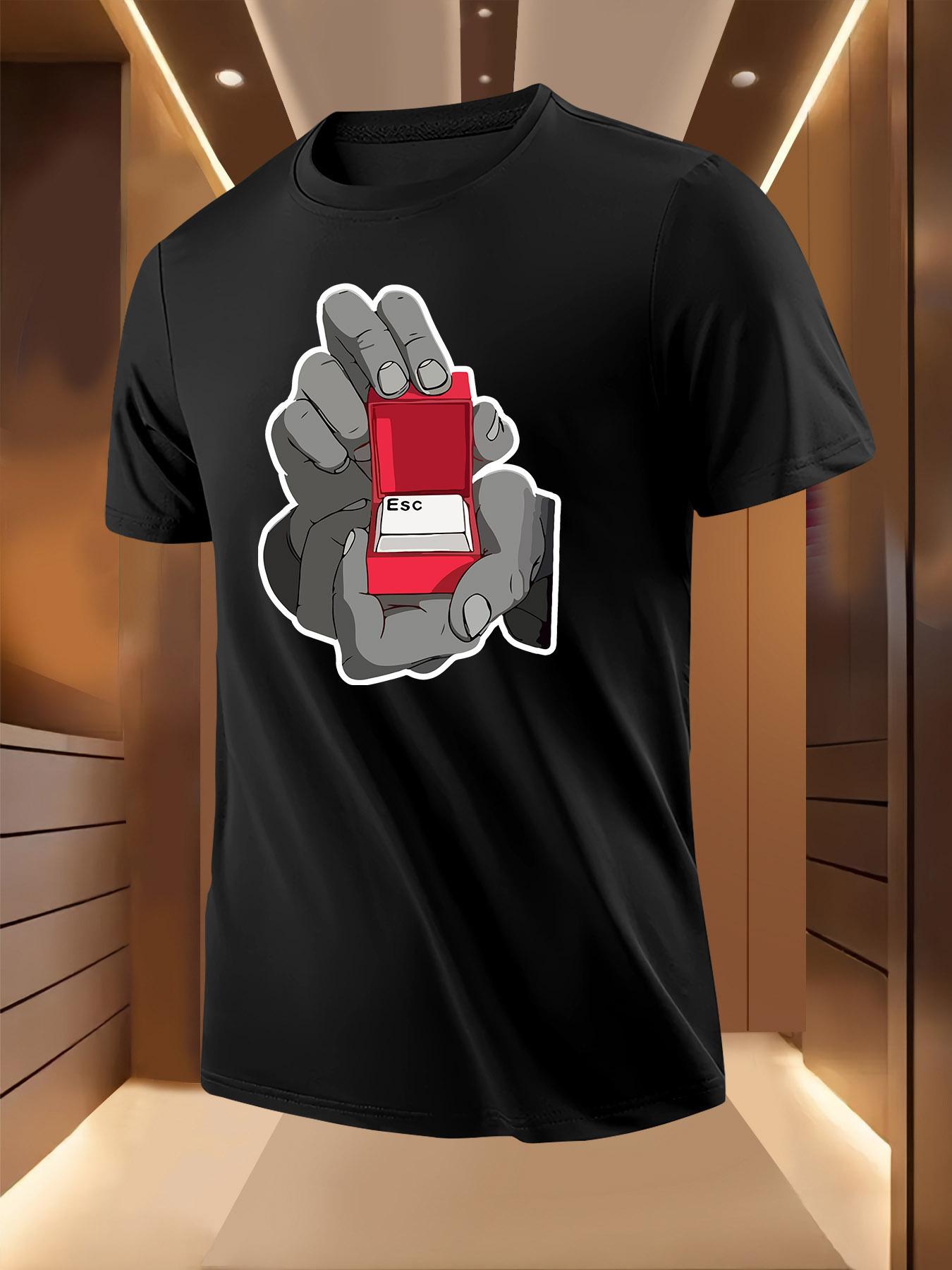 Summer Tshirt with Keycap Ring Design - White S