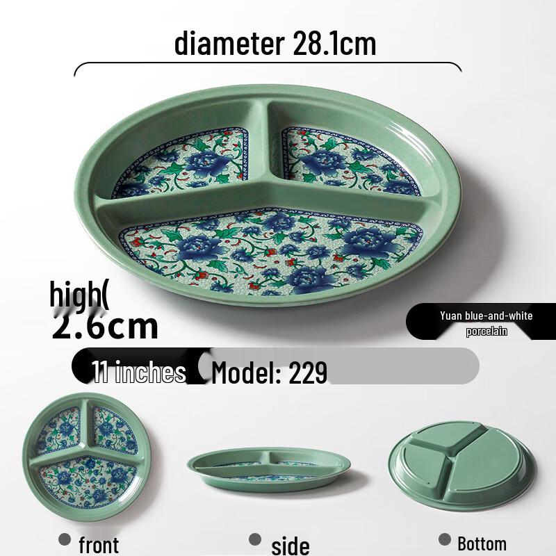 Durable Melamine Divided Canteen Plate