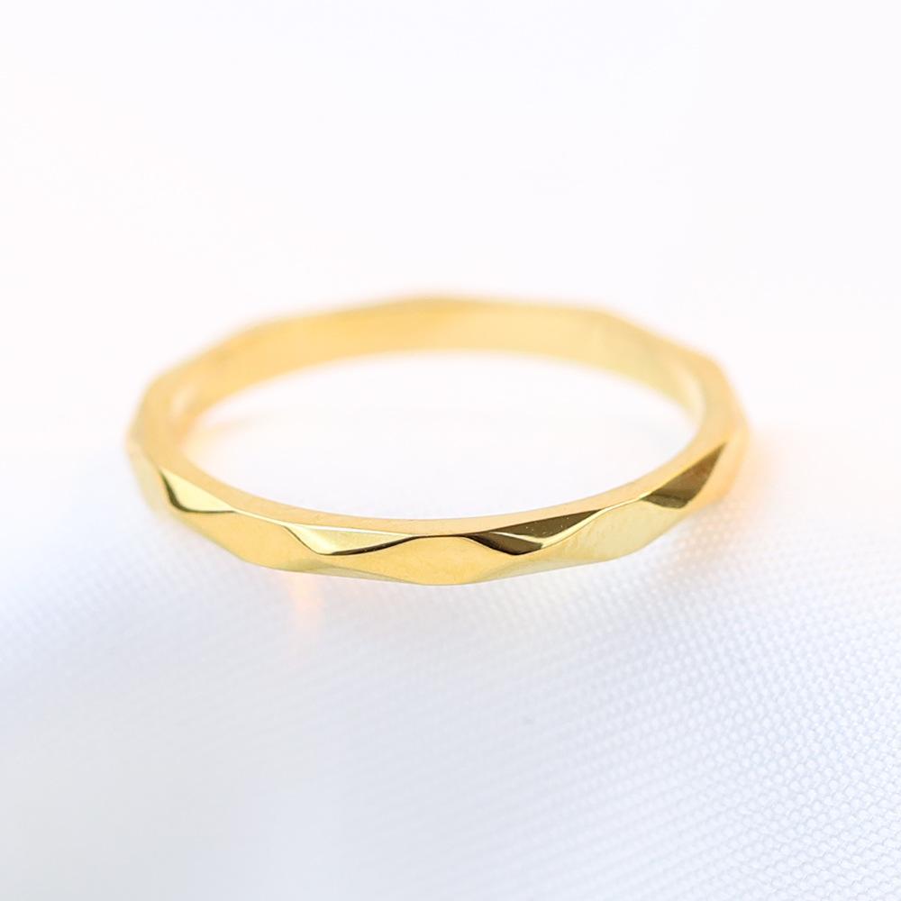 316L Stainless Steel Faceted Ring Gold Color Never Fade Minimalist Geometric Band Ring for Women Men Stackable Jewelry Gift
