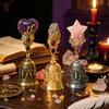 Natural Crystal Star Moon Love Tourmaline Crystal Magic Bell DIY Creative Halloween Witch Magic Props