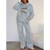 Set Casual Stampato Stile Retrò da Strada Felpa con Cappuccio Larga Pantaloni a Gamba Larga Set Due Pezzi Multifunzionale Adatto a Vari Scenari