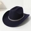 Western cowboy hat color three-dimensional hollow bright diamond handmade casual felt hat travel party festival party jazz hat