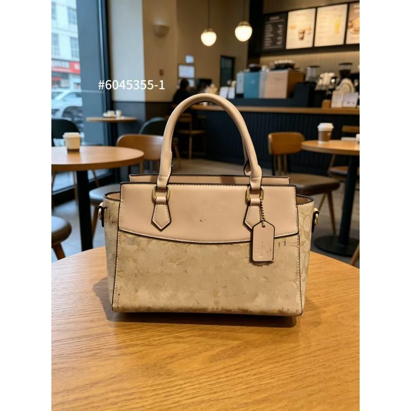 Womens Designer Tote Bag With Vintage Print PU Leather Shoulder Handbag Daily Use Medium Size