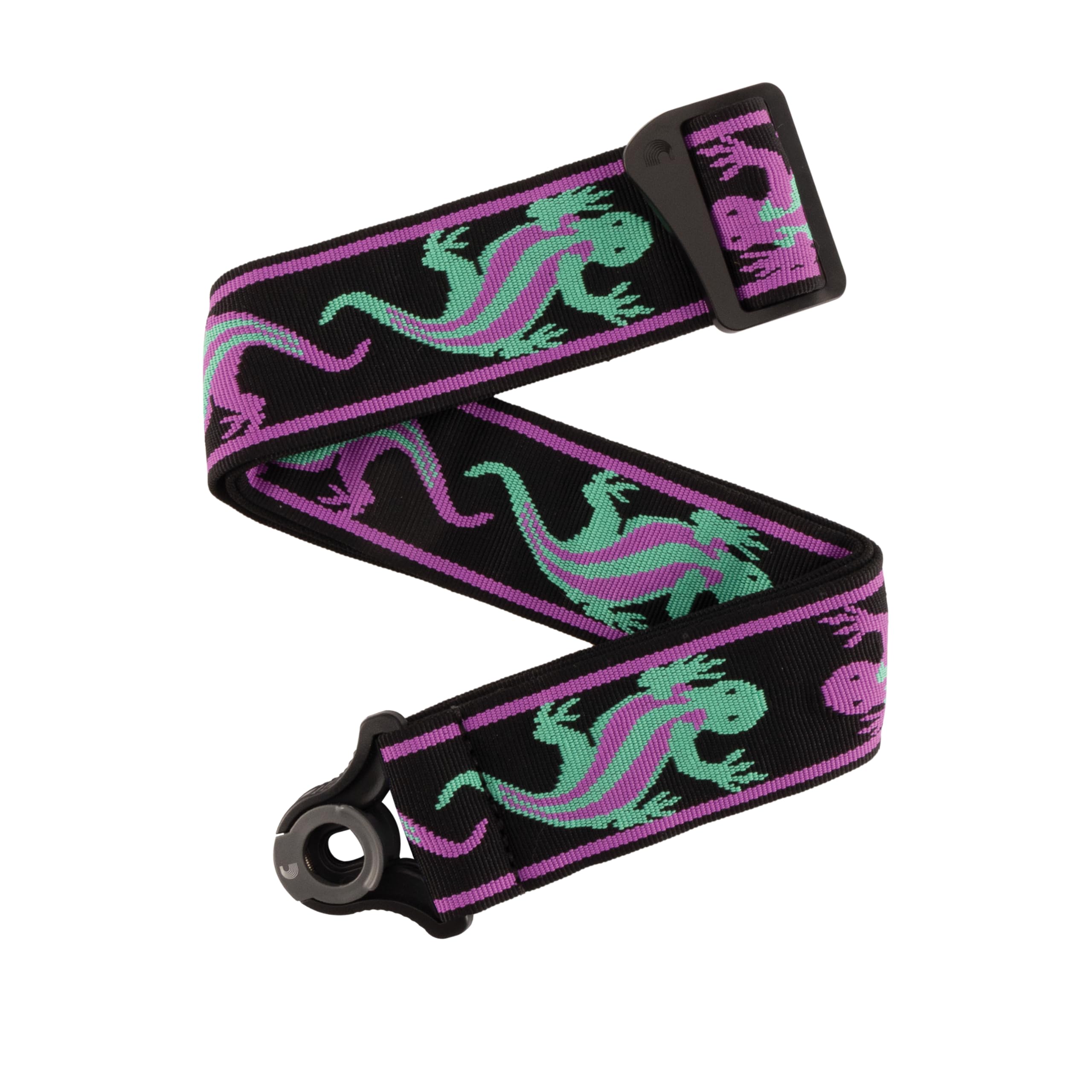 

Vingate Strap Collection Lizards 50BALPW01 Guitar Strap with Strap Locks D Addario Green/Purple