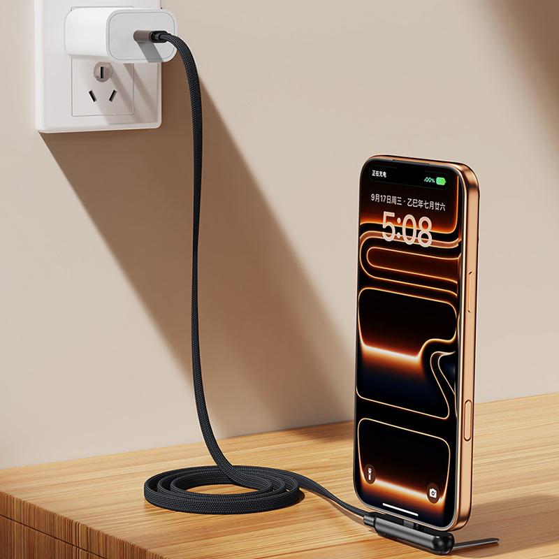Faltbares Ladekabel mit integriertem Ständer Schnellladekabel Telefon Tablet 240W Ultraschnelles Datenkabel Handyhalter 1 Stück