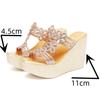 Small Size 32-41 Comfortable Rhinestone Cutout High Heels Shoes Summer Slippers 2025 Thick Platform Wedges Slides Party Office