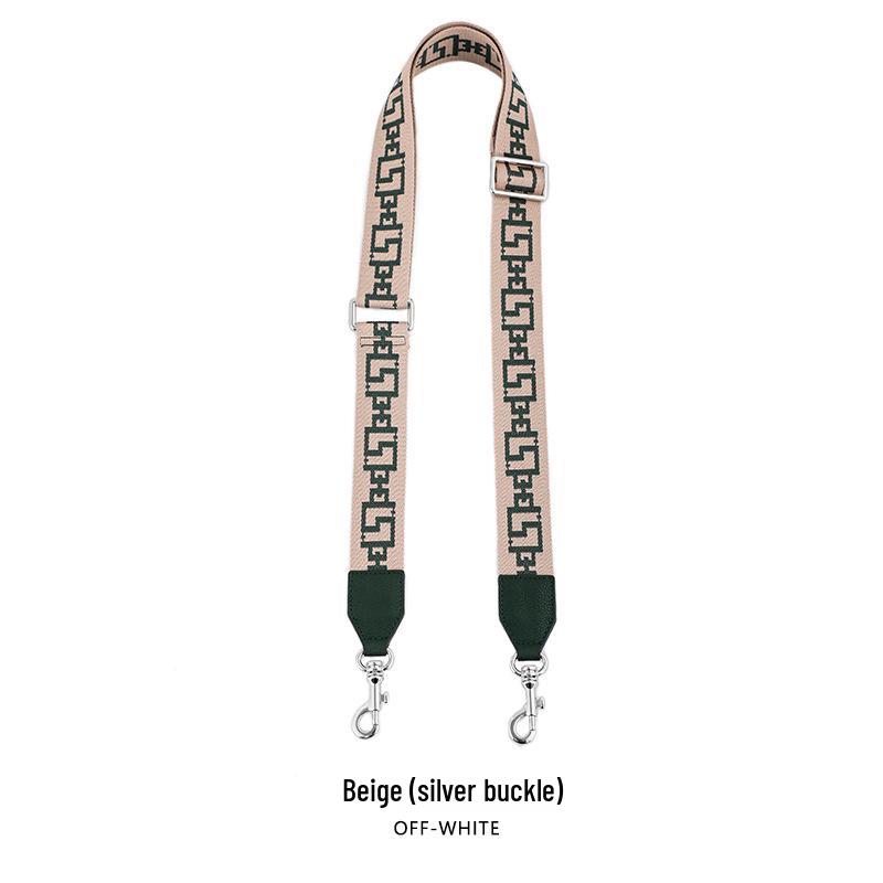 MHS-F-43 Crossbody Bag with Wide Lychee Grain Leather Strap and High-End Canvas Chain Pattern