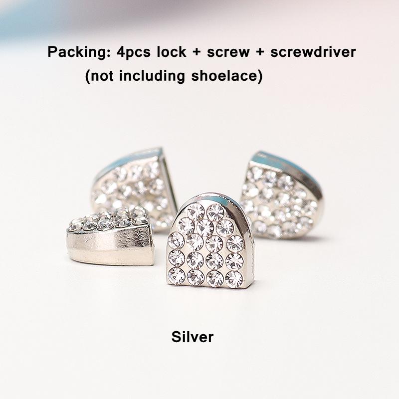 4pcs/1set Daisy Push Button Shoelace Buckle Diamond Metal Push Button Shoes Lock Buckle For Flats Shoelace Lock DIY Sneaker Kits