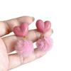 Sweet Plush Ball Earring Ear Stud Valentine's Day Earring Heart Shaped Earrings  Wedding