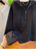 New Season Plus Size Korean Style Chic Half-Zip Hooded Sweatshirt, 300 Jin Loose Slimming Women's Top