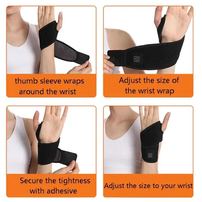 Cordless Wrist Massager USB Rechargeable Wrist Brace Wrap with Massage for Wrist Carpal Tunnel Fatigue Relief for Home Office