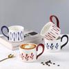 Siyue Watercolor Japanese Retro Coffee Cup for Girls with High Appearance Water Cup Sense Household Ceramic Mug Large Capacity