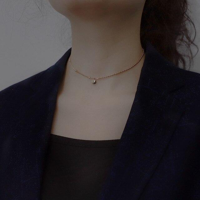 Fashion Luck Bead Chain Necklace Clavicle Chain \"LUCKY\" Letter Charm Necklace For Women Jewelry Gifts S-N554
